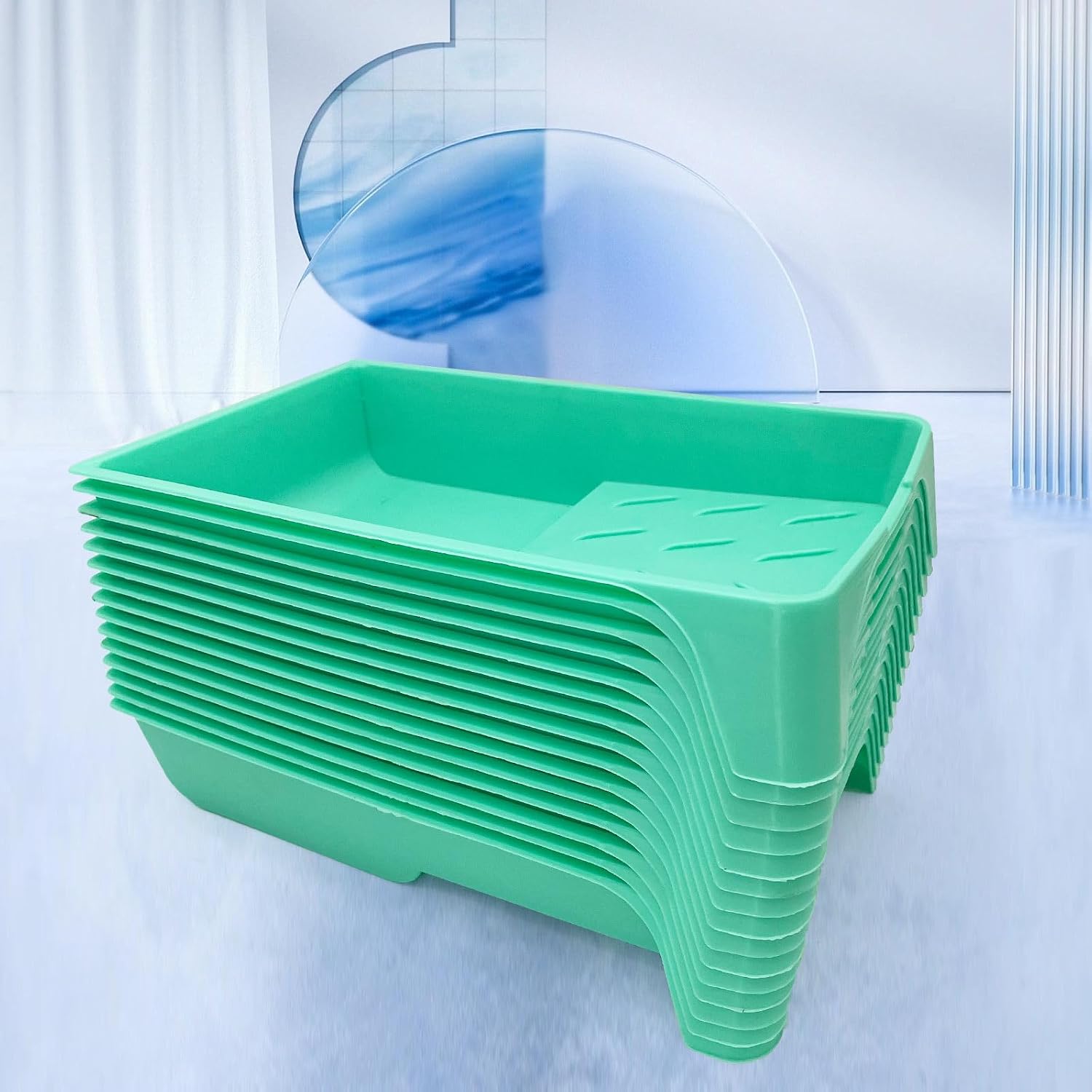 4 Inch Paint Tray, 15 Pack Plastic Paint Roller Tray | Heavy Duty Disposable Paint Pan, Sturdy Home Painting Supplies & Tools for Paint Rollers & Roller Brushes