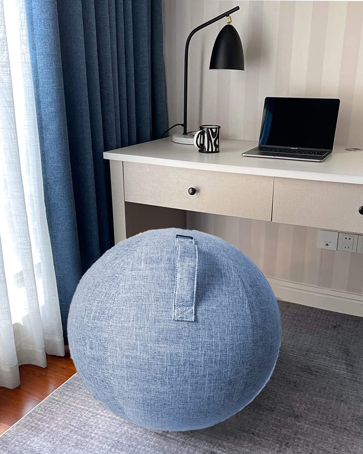 Swiss Ball Grossesse-Housse De Ballon De Yoga 55/65/75 Cm pour Ballon Fitness/Ballon Gym/Ballon Pilates/Ballon Gymnastique/Ballon Grossesse Le Bureau Et La Maison (Color : Blue, Size : 75CM)