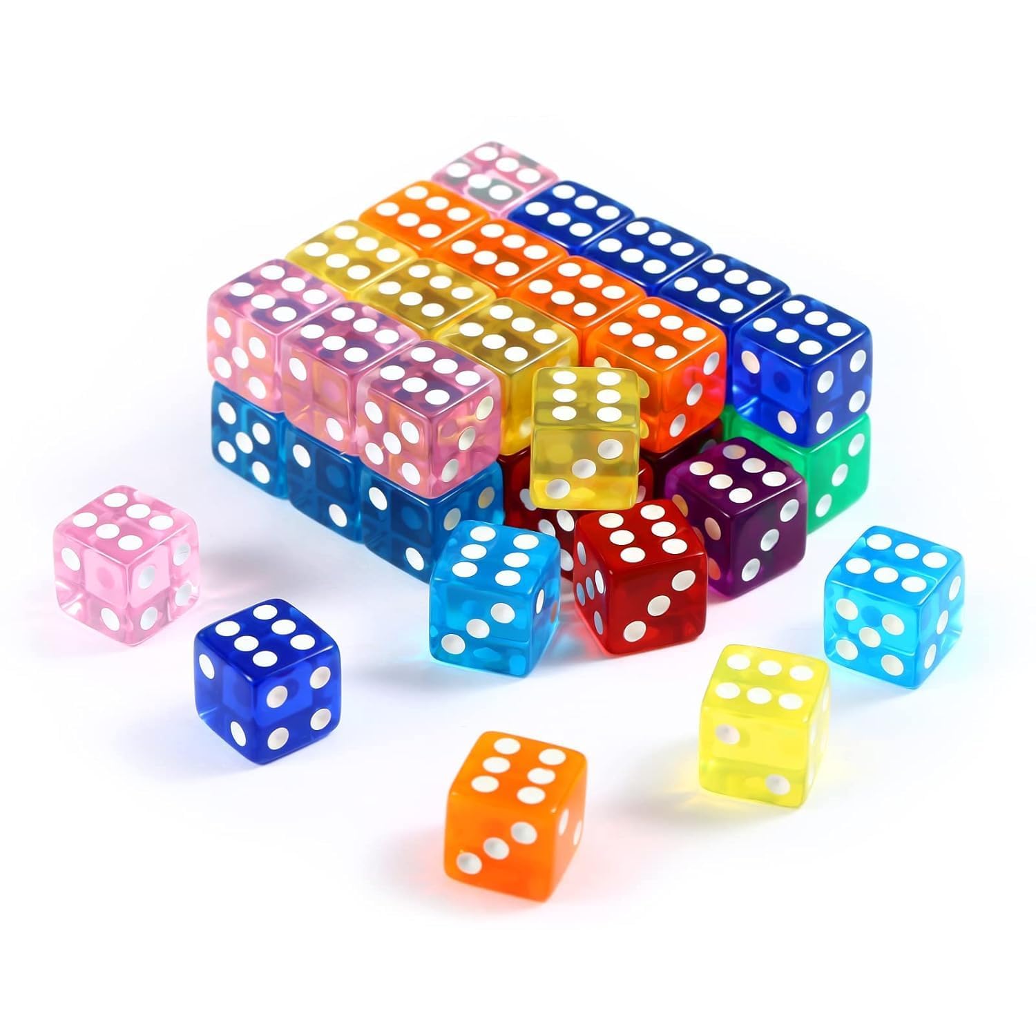 40 Pieces 16mm Dice Set 6-Side Standard Game Dice Set for Board Game, Teaching Math - Square Corners, 8 Translucent Colors-image-16