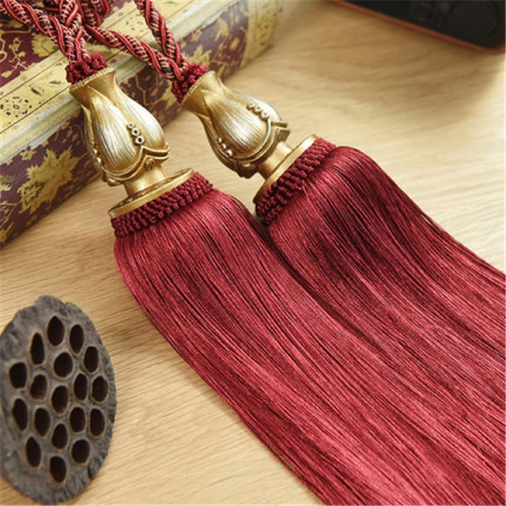 2 Alzapaños con Borlas para Cortinas, Accesorios para Cortinas, Correas Colgantes, Cuerdas De Amarre, Cinturón, Decoración De Cortinas Blancas.,Bordeaux
