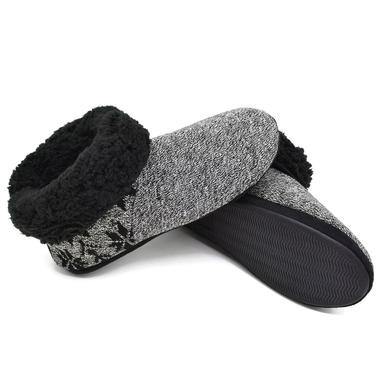 KuaiLu Pantofole Stivaletto Uomo Invernali Chiuse a Maglia Stitch Memory Foam Ciabatte Stivaletti Comode Calde Pelose Peluche Lana Cotta Antiscivolo Scarpe da Casa