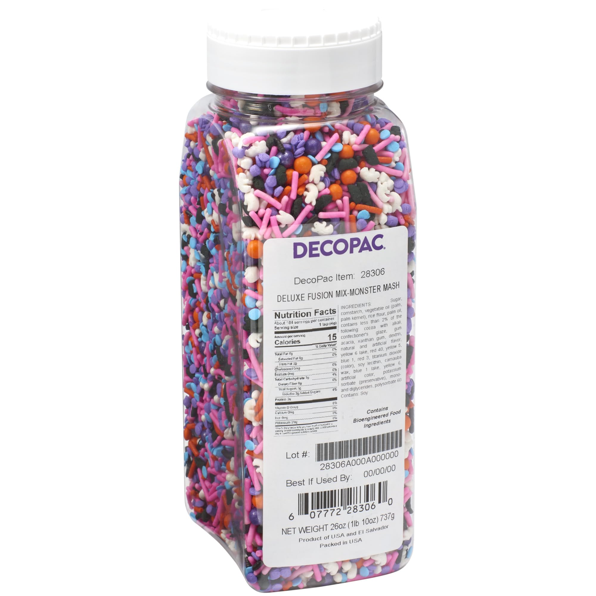 DECOPAC Monster Mash Deluxe Fusion Mix, 26oz, Fancy Candy Sprinkles in Handheld Container, Edible Sprinkles For Celebration Cakes, Cupcakes, Cookies and Donuts