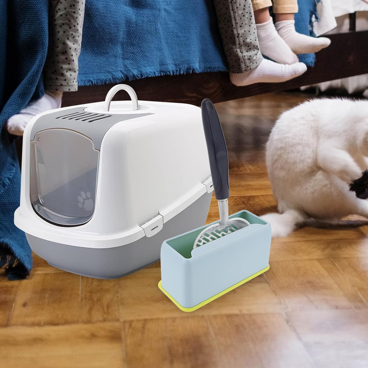 Ipetboom Cat Litter Scoop Holder Universal Plastic Base Compact Design for Easy Cleanup and Floor Protection in Home Litter Box Storage