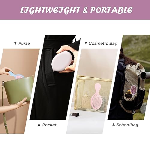 Vista 3 de Mini Cepillo para el Cabello, Cepillo Desenredante para Cabello Seco y Húmedo, Cepillo Desenredante de Viaje de Tamaño Pequeño para Niñas, Niños