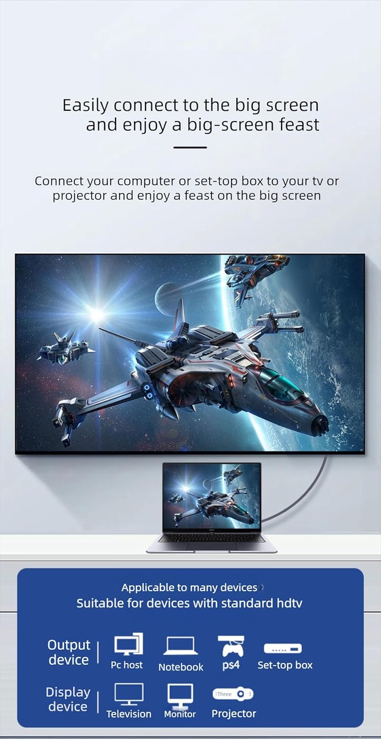 1m 16K HDMI 2.2 Cable, 96Gbps Ultra High Speed Support 4K240Hz 8K120Hz 16K60Hz, HDCP 2.2&2.3, Dynamic HDR, eARC,DTS for Roku TV/HDTV/PS5/Blu-ray