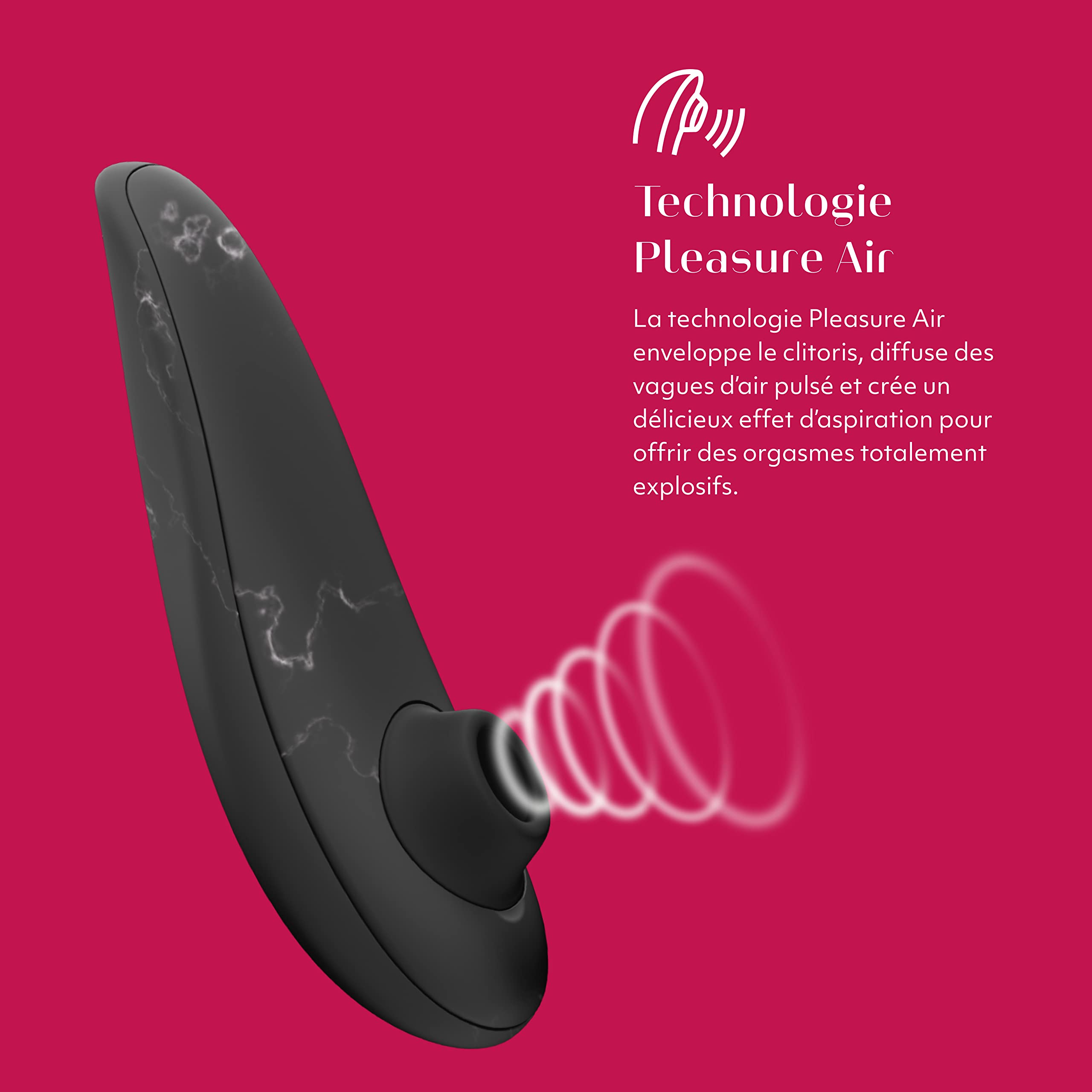 Womanizer Special Edition Sex toy aspirant femme Pleasure Air | Suceur de clitoris 10 niveaux intensité | Stimulateur clitoridien | Waterproof, Rechargeable | Black Marble
