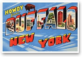 GREETINGS FROM BUFFALO, NY vintage reprint postcard set of 20 identical postcards. Large Letter Buffalo, New York city name post card pack (ca. 1930's-1940's). Made in USA.
