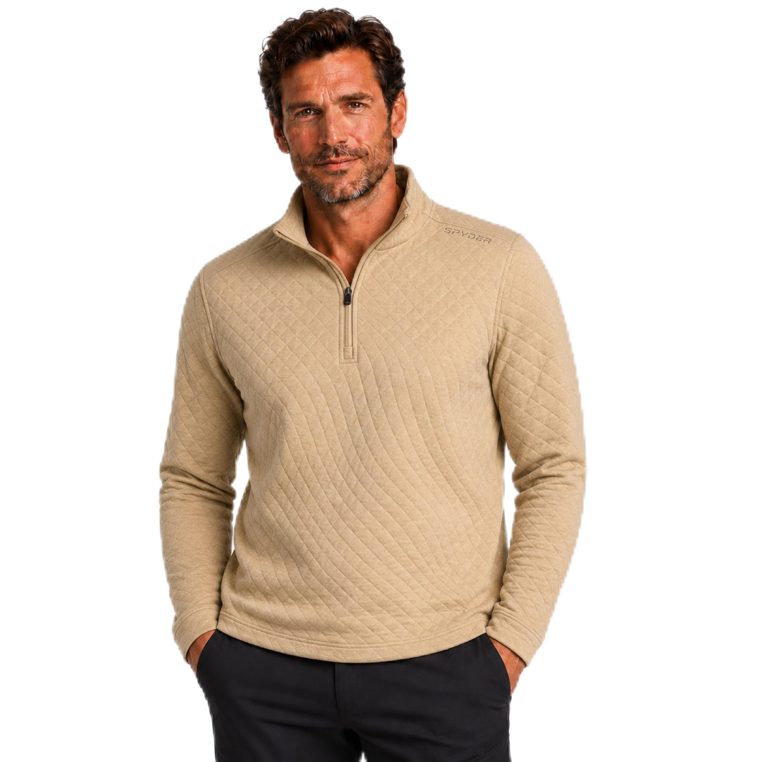 spyder Mens Quarter Zip Pullover - Cozy French Terry Outdoor Performance 1/4 Zip Pullover Mens Long Sleeve Shirt for Men-picture-52