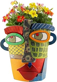 Picasso Abstract Face Flower Pot,Unique Resin Crafted Planter with Drain...