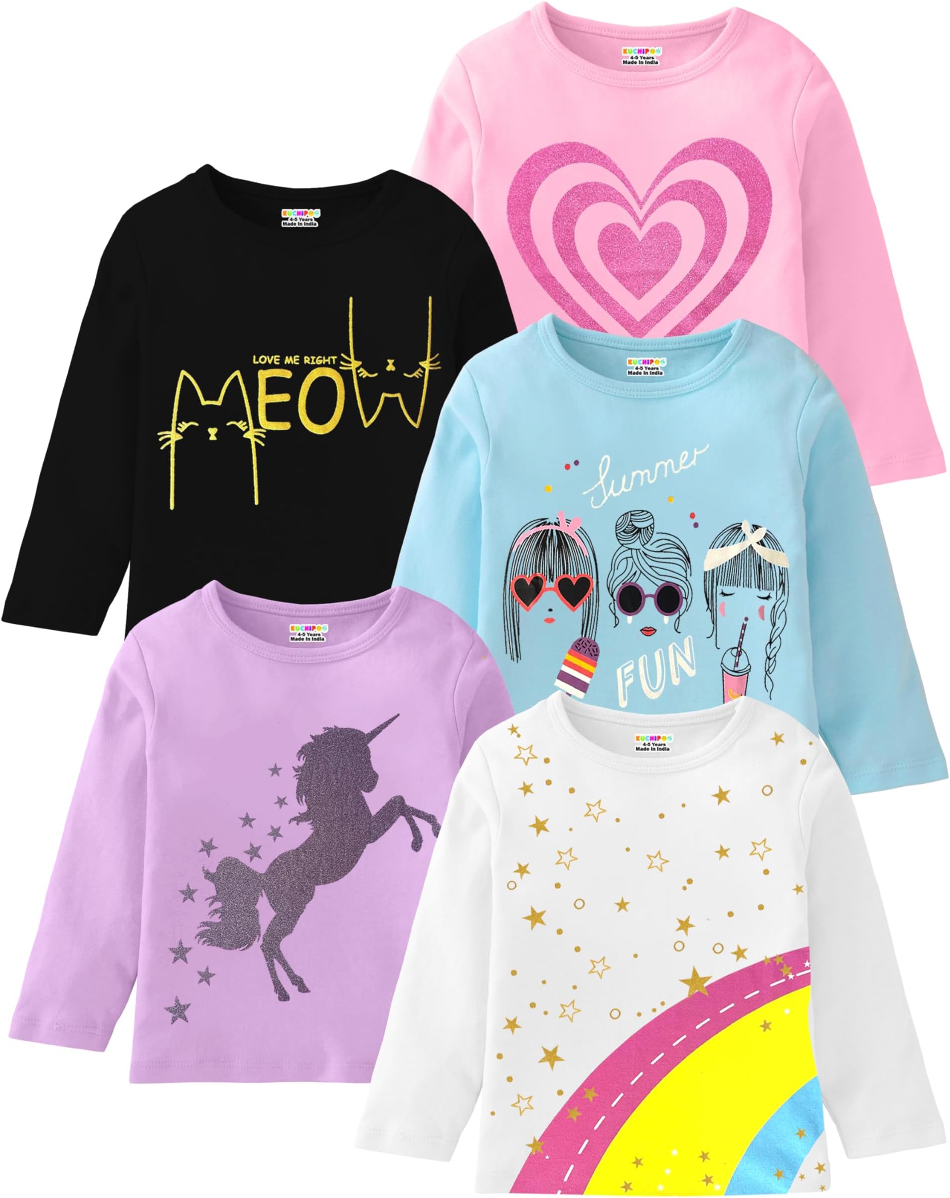 Kuchipoo Girls Full Sleeves Cotton T-Shirt
