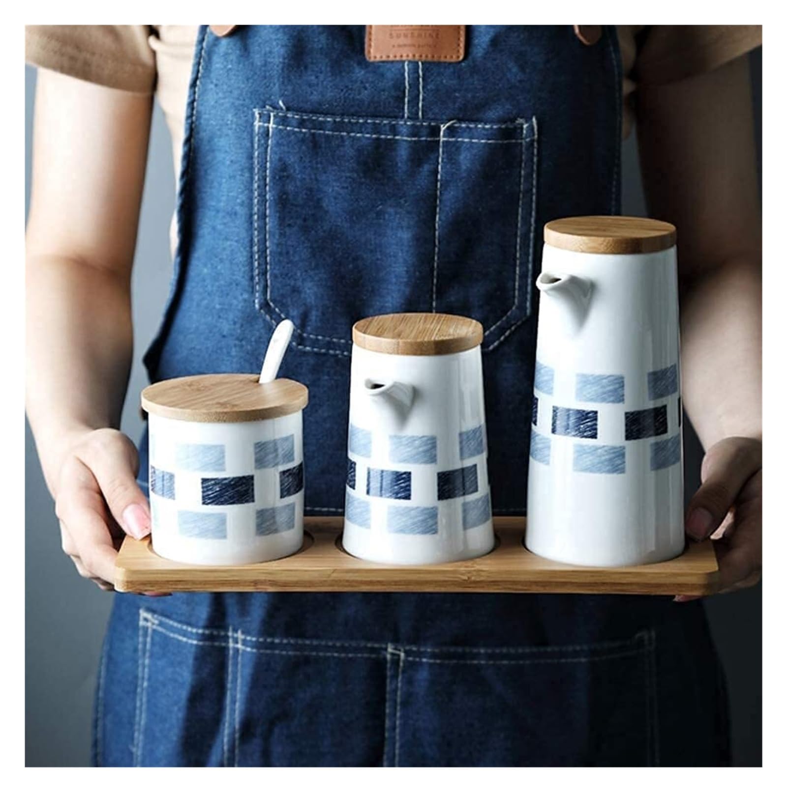 Distributore di Olio e aceto, Bottiglie di Olio in Ceramica, Salsa di soia, aceto, Collezione in Porcellana, condimenti, barattoli per spezie