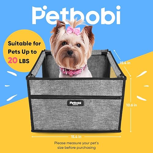 Miniatura 8 de Petbobi Silla elevada de automóvil para perro o gato portátil estable y transpirable con cinturón de seguridad para viaje viene con bolsa para su