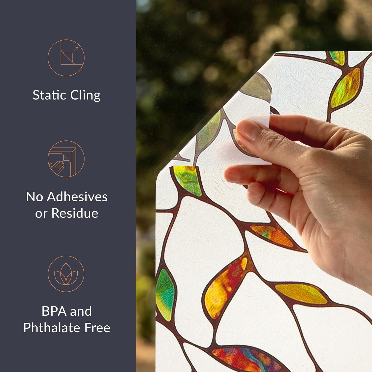 Artscape Cascade Sidelight | Window Privacy Film Stained Glass Pattern | Non-Adhesive & UV Protection | Easy to Apply & Removable | 12 x 83 inches | Made in USA