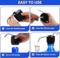 Vista 5 de Camping Water Dispenser for 5 Gallon Bottle,Portable USB Charging Electric Water Bottle Pump,Universal Micro Drinking Water Jug Pump,3-5 Gallon