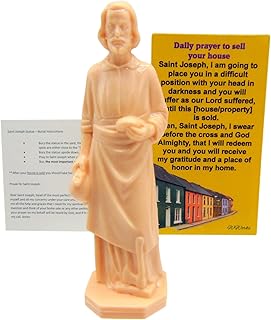 St Joseph Statue Home Selling Kit with Magnetic Holy Card for Refrigerator with Instruction Card Real Estate Patron Saint Pack