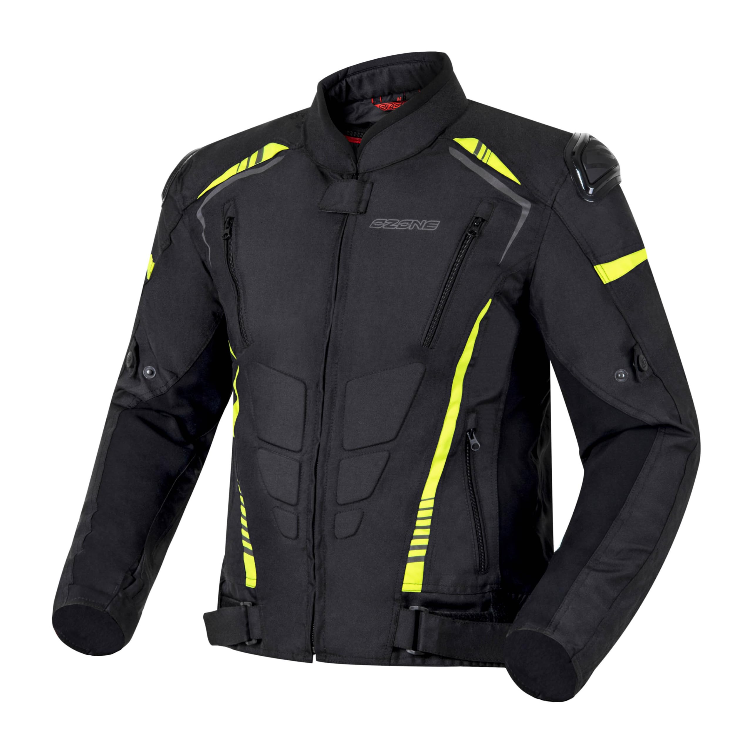 OZONE MOTO Pulse Veste de Moto Homme | Protections Coudes et Épaules | Membrane Imperméable et Doublure Thermique Amovible | Curseurs d'épaule | 3 Canaux de Ventilation | Tailles jusqu'à 7XL
