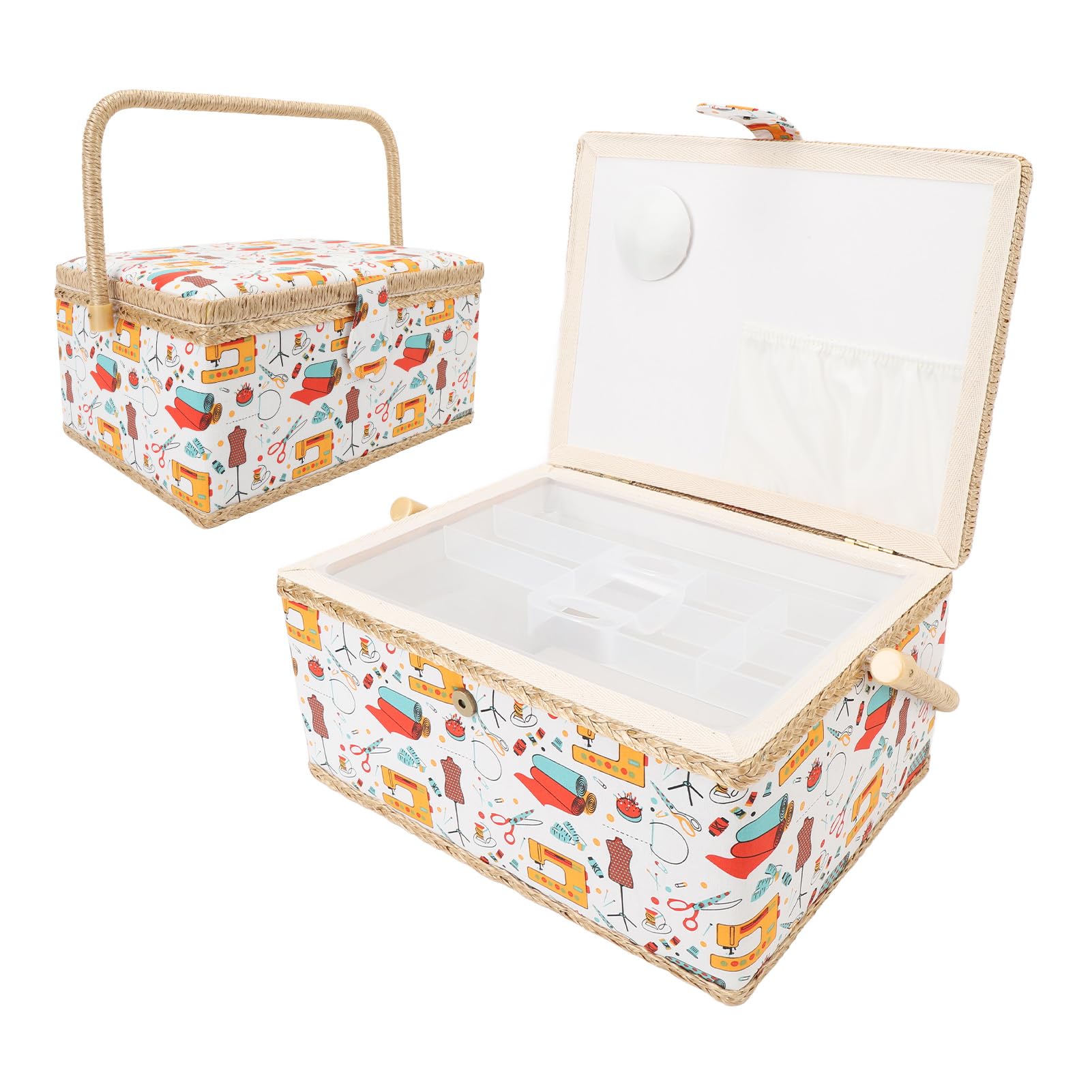Panier à Couture, Boîte de Rangement de Couture Portable de Grande capacité avec Plateau en Plastique Amovible, pour L'organisation des Essentiels de à Domicile et en