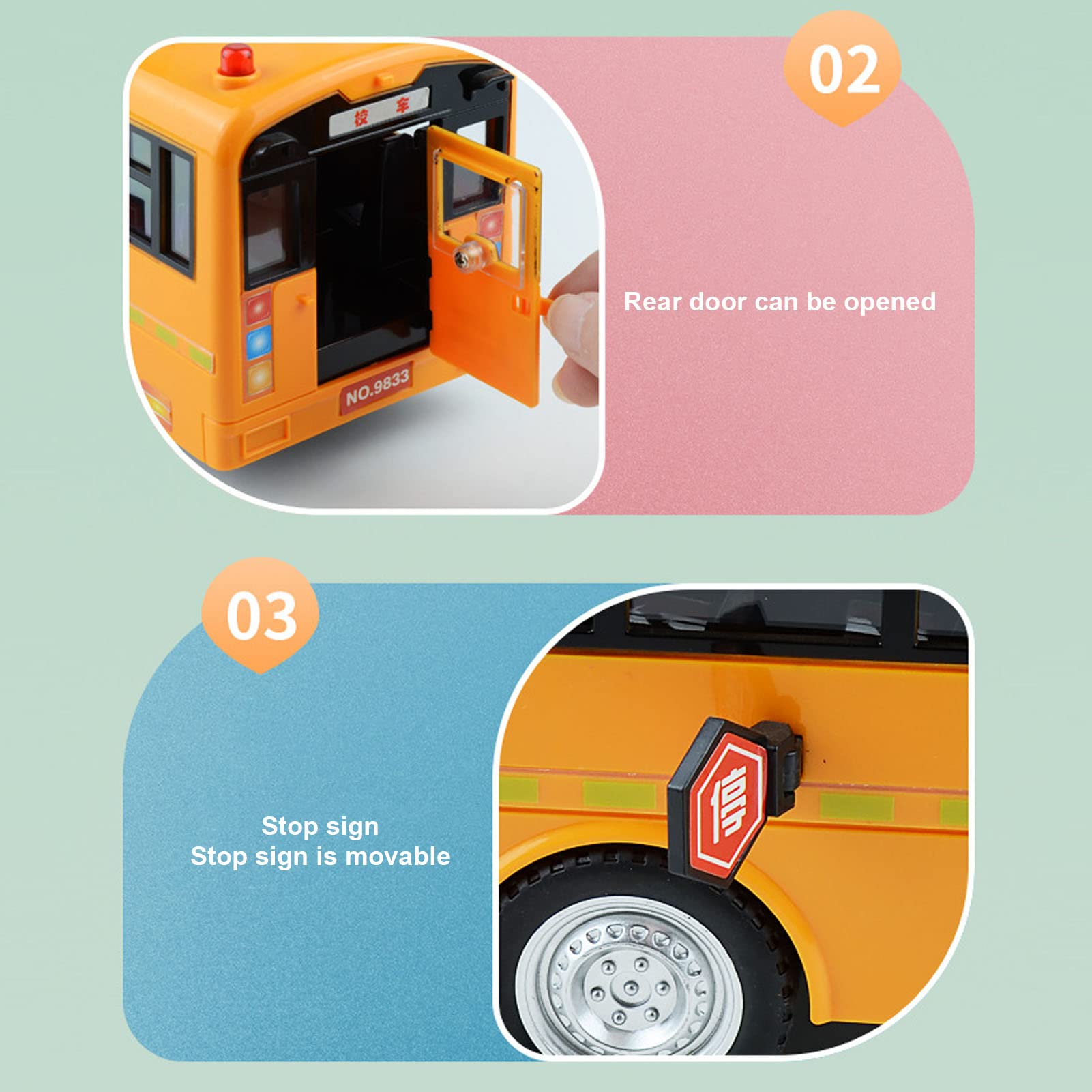 aqxreight Żółty Autobus Szkolny Zabawka Plastikowa Gra na Pojazd z Otwierającymi Drzwi Lampki Dźwięki Autobus to świetny Model Autobusu Szkolnego Toyyellow School Bus Model Toyyellow School Bus