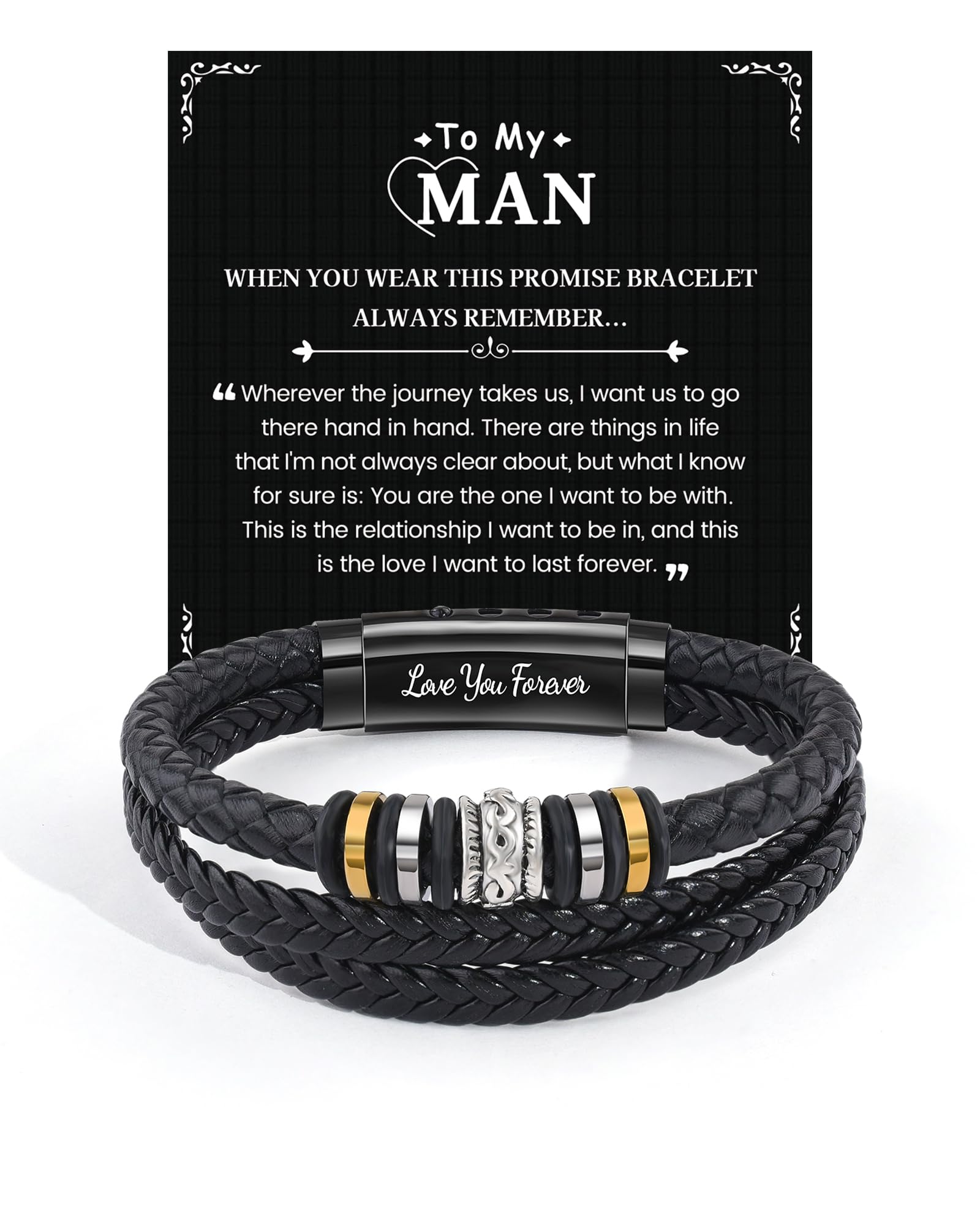 BOCHOI Valentines Day Gift for Him, Mens Bracelet Infinity Knot Leather Bracelets Gifts for Man/Husband/Boyfriend/Son/Grandson/Dad/Brother, Unique Anniversary Birthday Gift for Mens