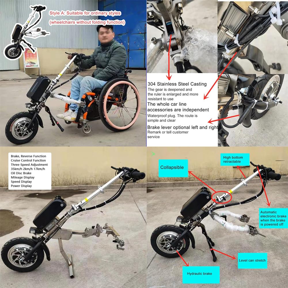 Kit di Conversione per Sedia A Rotelle Elettrica,48v 17ah,Autonomia di 65km A