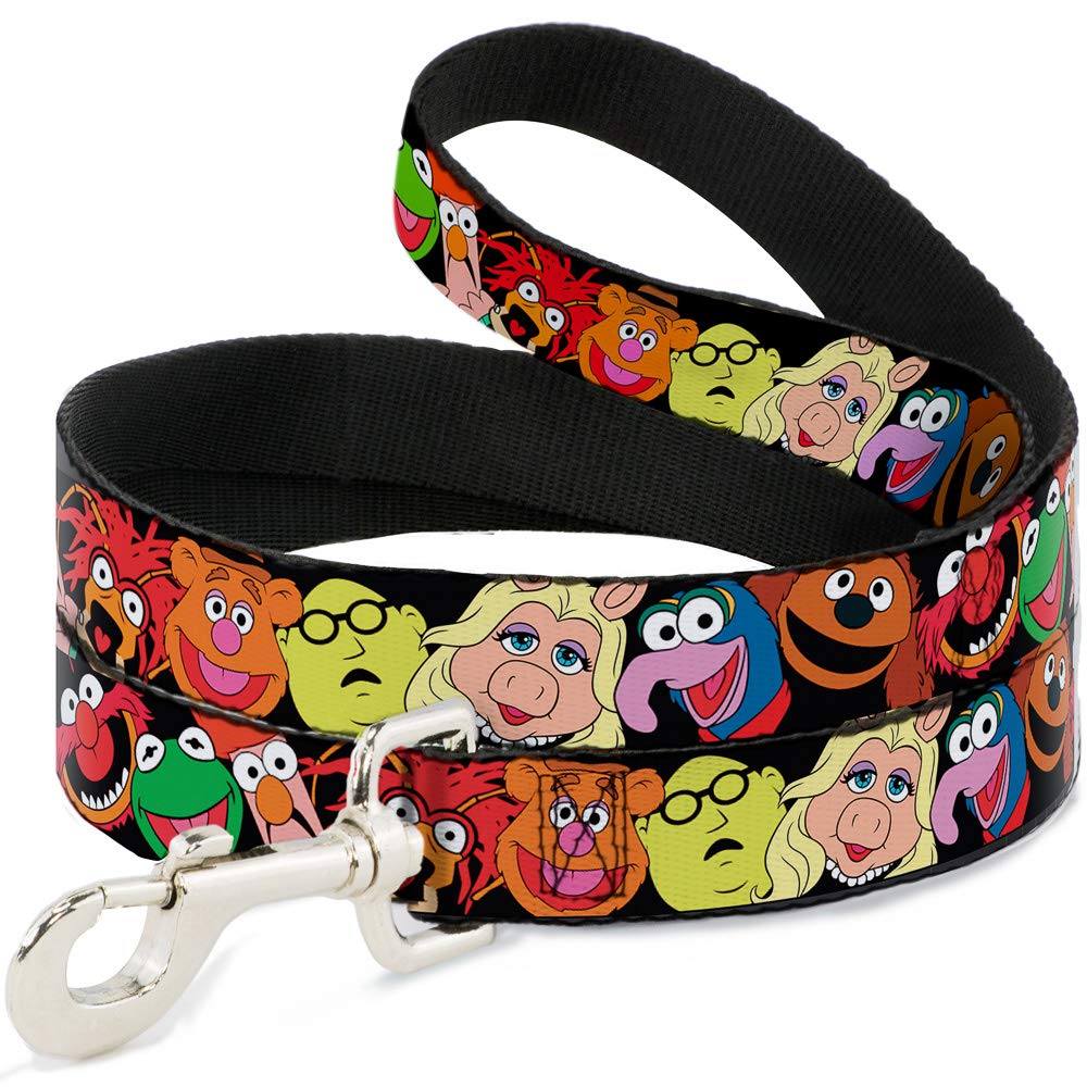 Buckle-Down Pet Leash - Muppets Faces Black - 4 Feet Long - 1/2" Wide