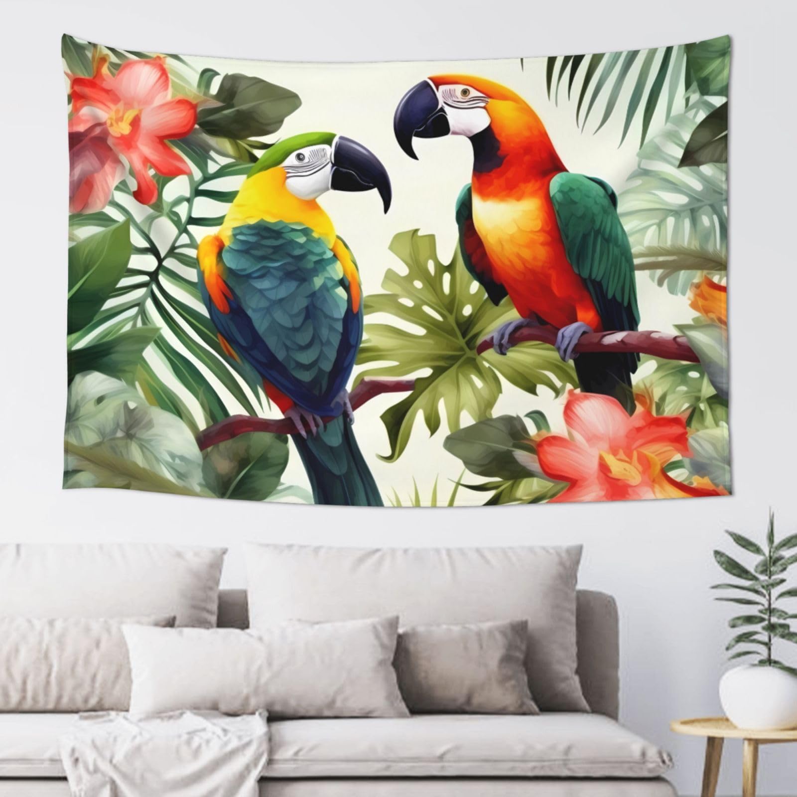 FodPand Toucans Parrot palm tree leaves Tapestry for Bedroom Aesthetic, Wall Hanging Tapestries Art Decor Backdrop Wall Tapestry for Dorm Living Room Funny Poster Party Banner Background 40" X 60"