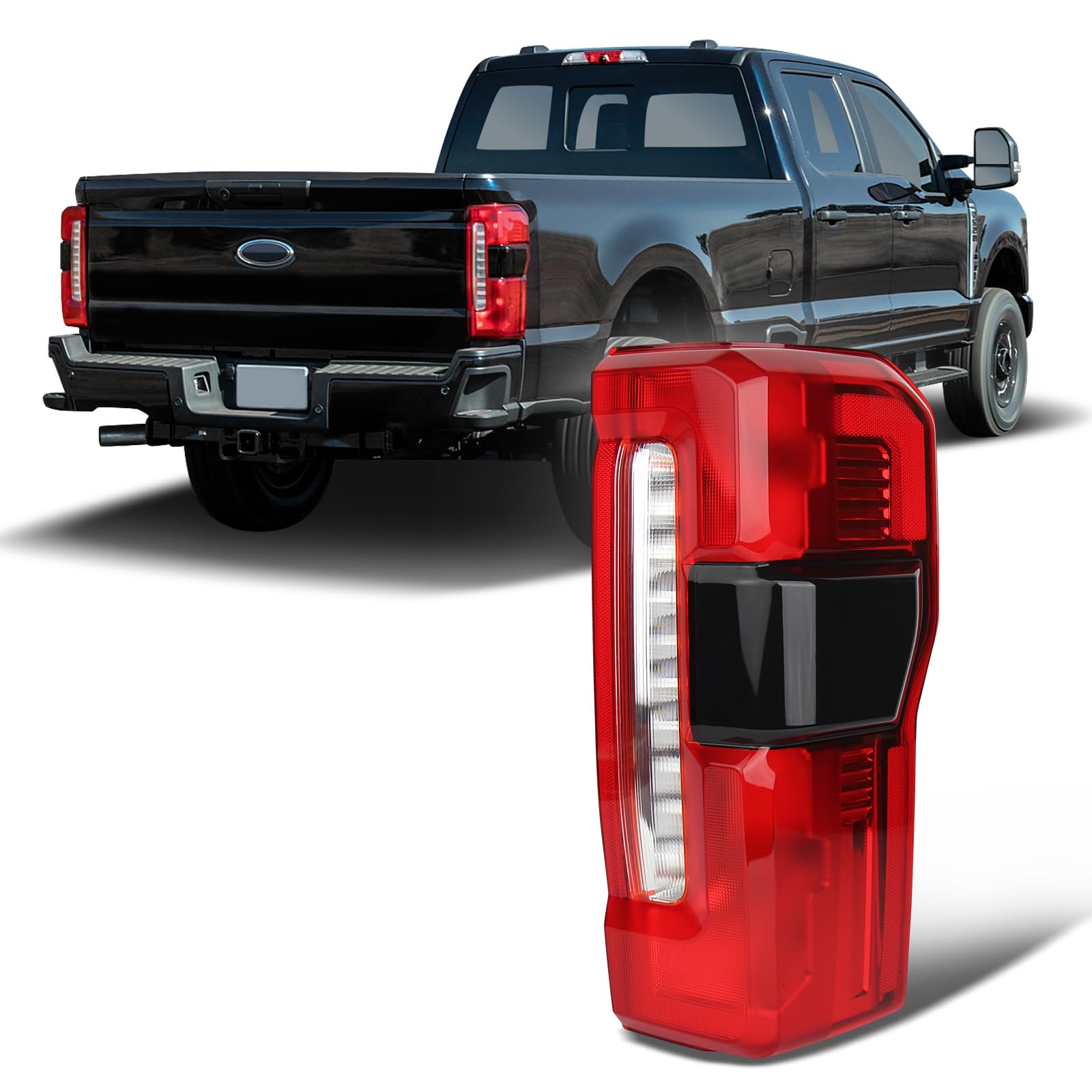 Tail lights Compatible with 2023 2024 2025 Ford F250 F350 Super Duty w/Blind Spot Halogen Type Rear Light Brake Lamp Signal Assembly OE:PC3Z13404B FO2801294(W/Blind Spot, Right Passenger Side)