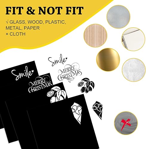 Miniatura 6 de UCEC Papel de vinilo extraíble negro, hojas de vinilo inteligentes de 13 x 12 pulgadas, color negro brillante, compatibles con Cricut Maker 3Maker