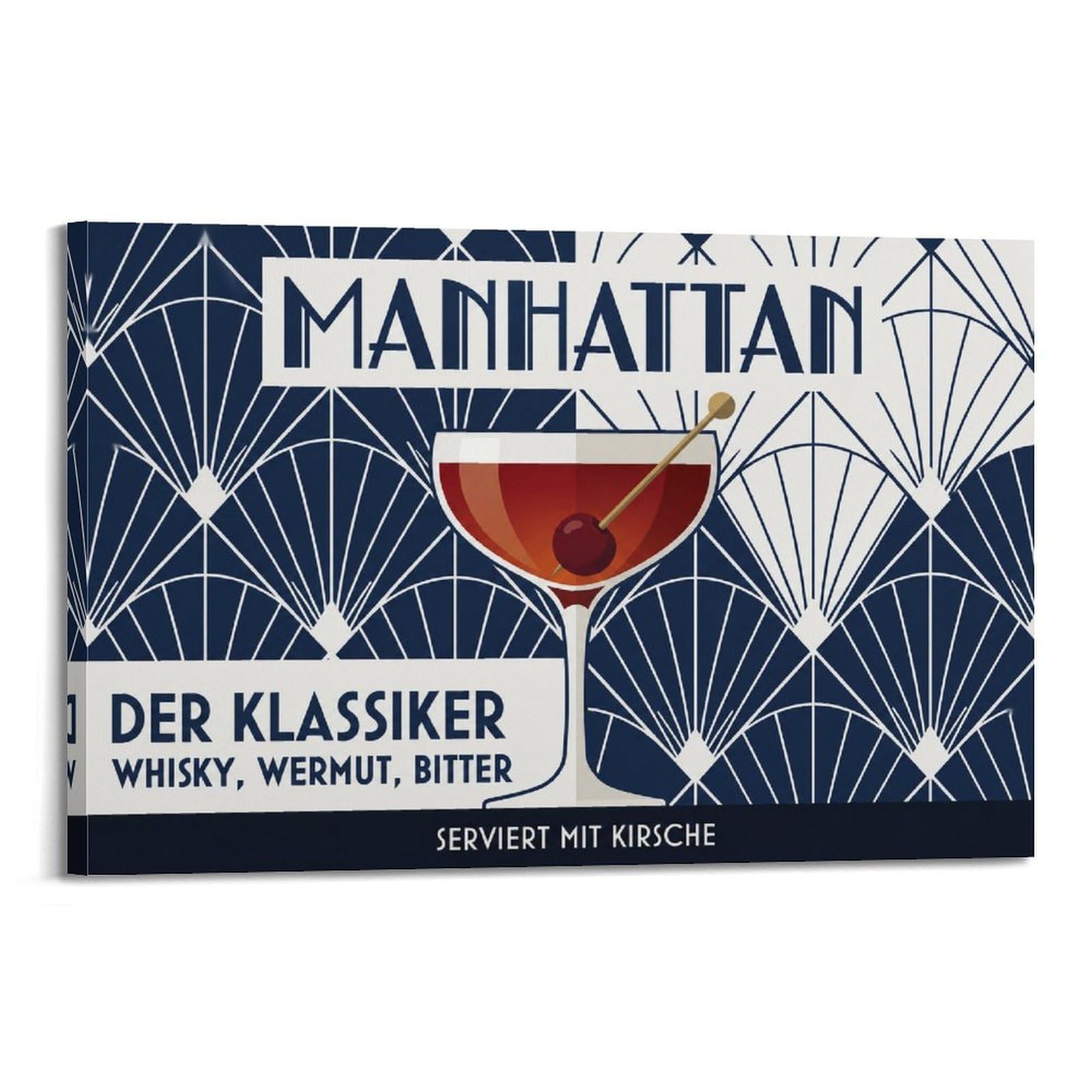 OKAHYS Manhattan Poster Relaxation Bartender Mixology Beverage Modern Decorative Canvas Prints - Ideal Wall Art for Family, Man Cave, Game Room, Boys & Girls Bedroom 24x36inch