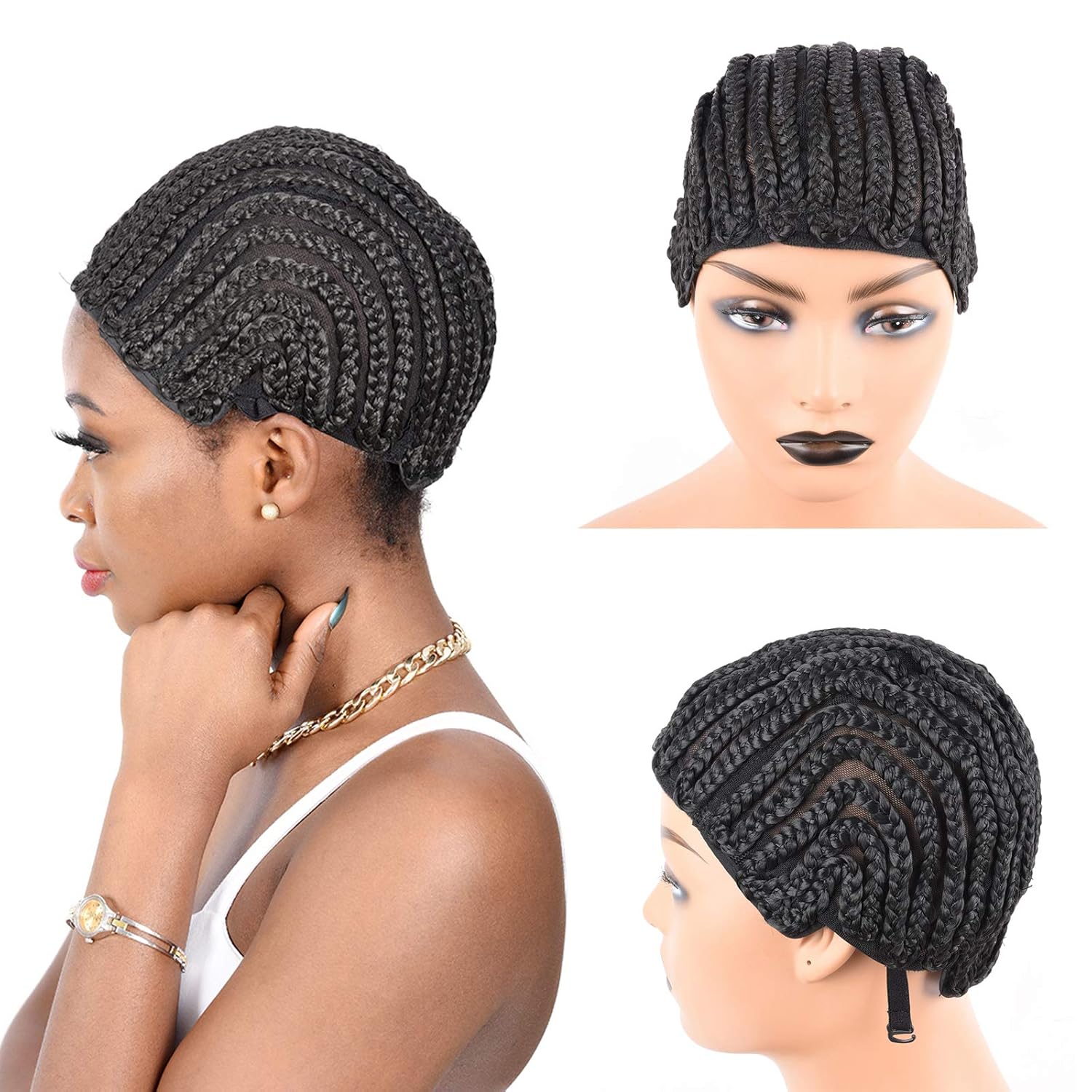 Adjustable Straps Crotchet Cornrows Wig Caps with 3 Combs