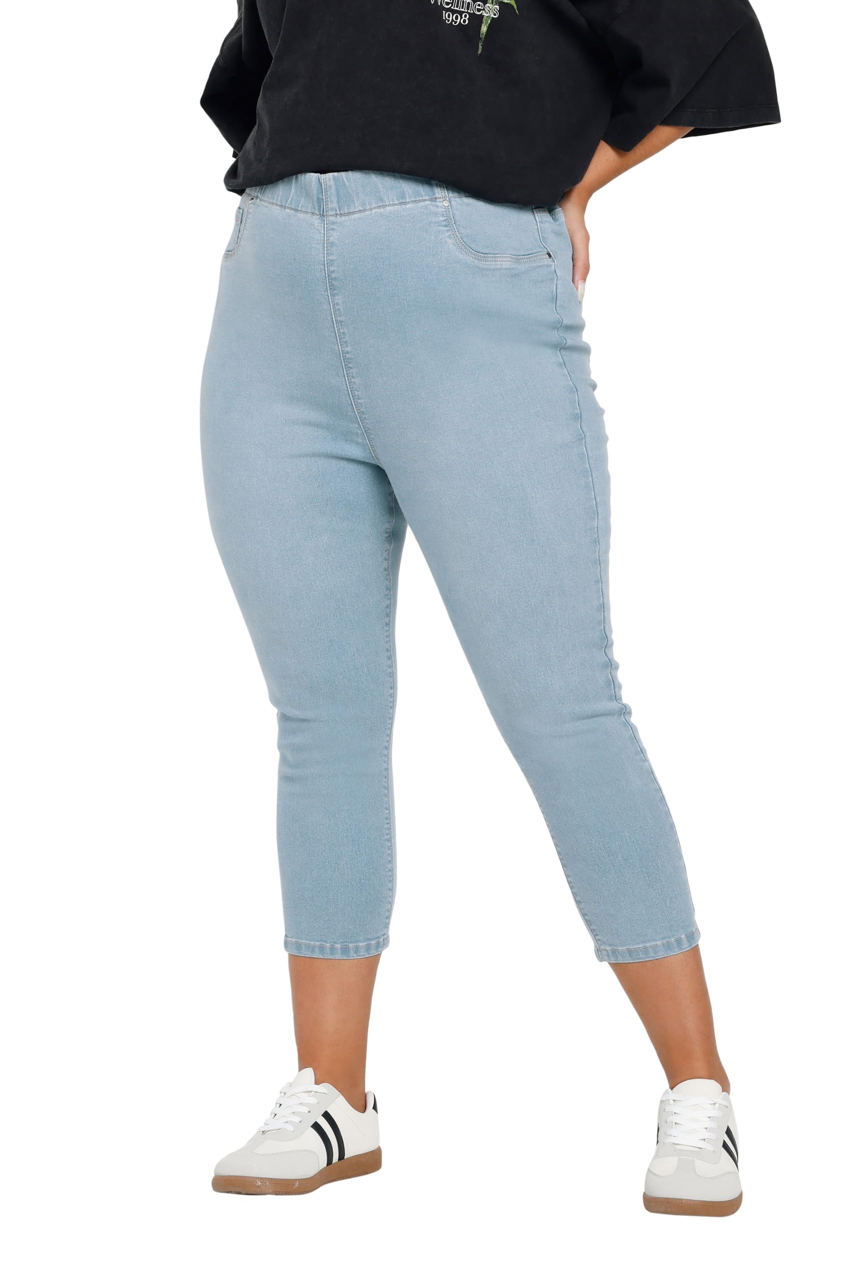 Yours Women's Cropped Jeggings Jeans in Light Blue | Size: 28