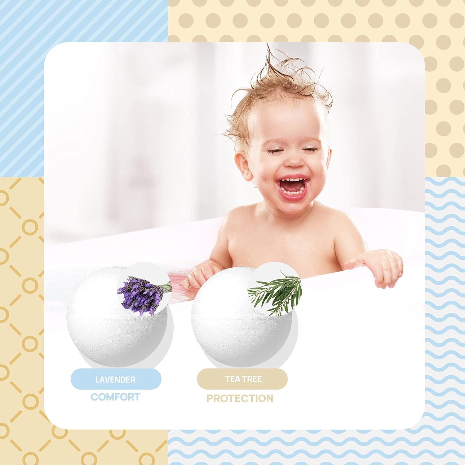 Bath Bombs Gift Set - 6 Extra Large Organic Bath Bombs for Kids & Women - Soothing, Calming, Handmade Bath Bombs with Natural Coconut Oil, Essential Oils Lavender & Tea Tree - Moisturizing Bubble Bath