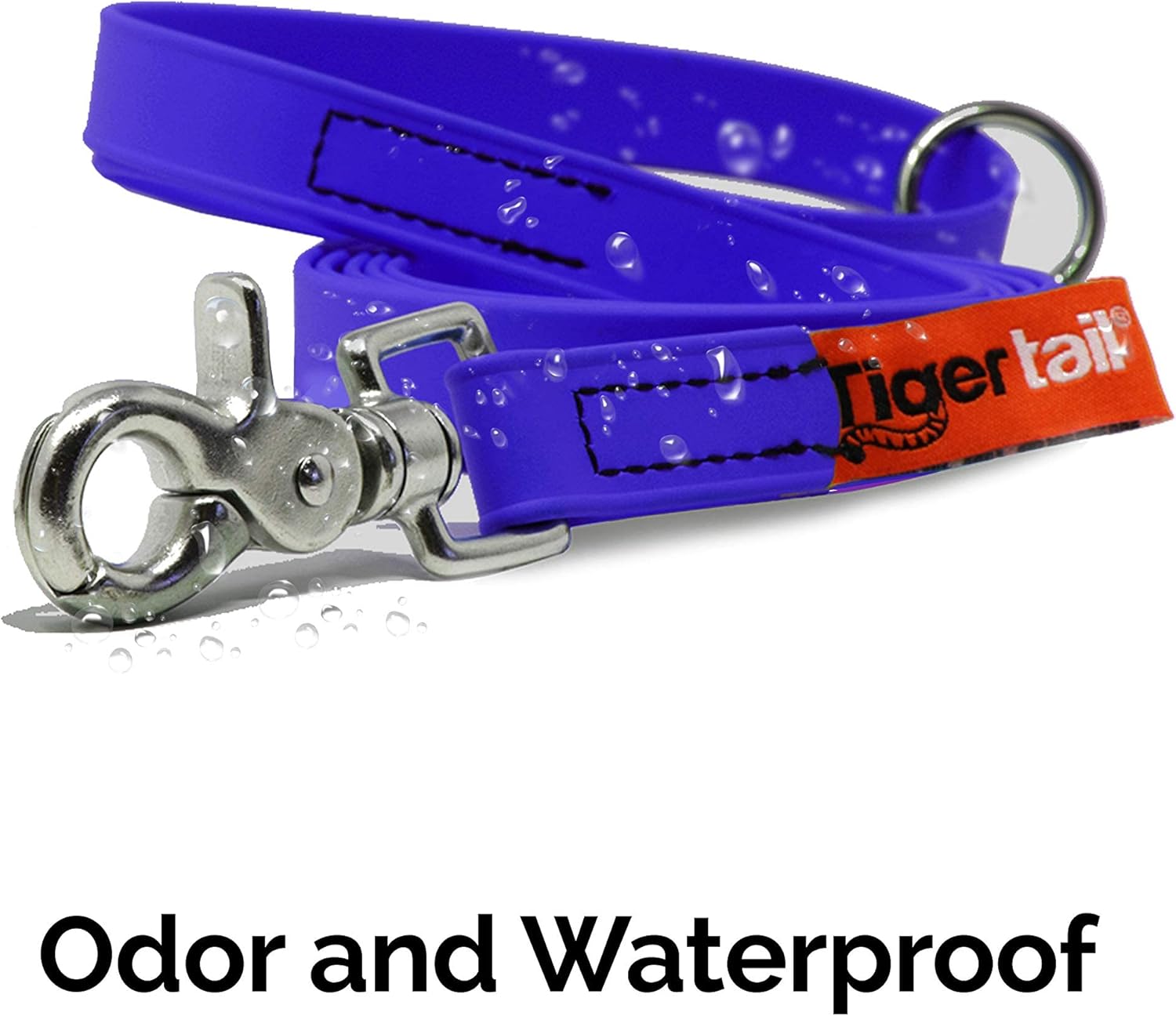 Tiger Tail 4FT Indigo Blue Premium Coated Nylon Dog Leash for Large Medium & Small Dogs - Waterproof and Odor Proof, Alternative-Leather Lead | Indigo Blue, 4ft