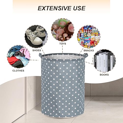 Miniatura 4 de CECELORIA 2 cestas redondas para la ropa sucia, cesta organizadora plegable, cesta de almacenamiento impermeable con asas para almacenamiento de