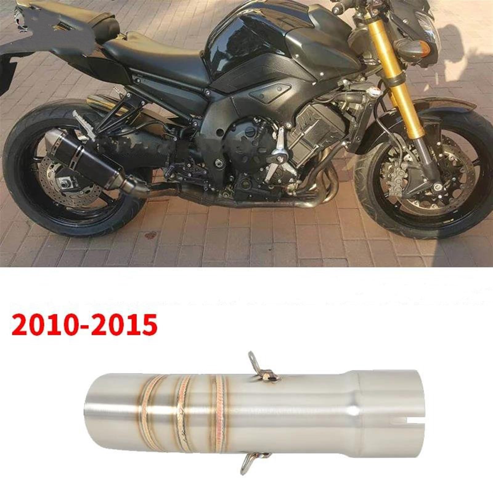 Genérico Silenciador De Escape Slip On para FZ8 para Fazer para FZ8N para FZ8S para FZ800 2010-2015 Escape Motocicleta Escape Moto Silenciador Modificado Tubo Enlace Medio Tubo de Escape