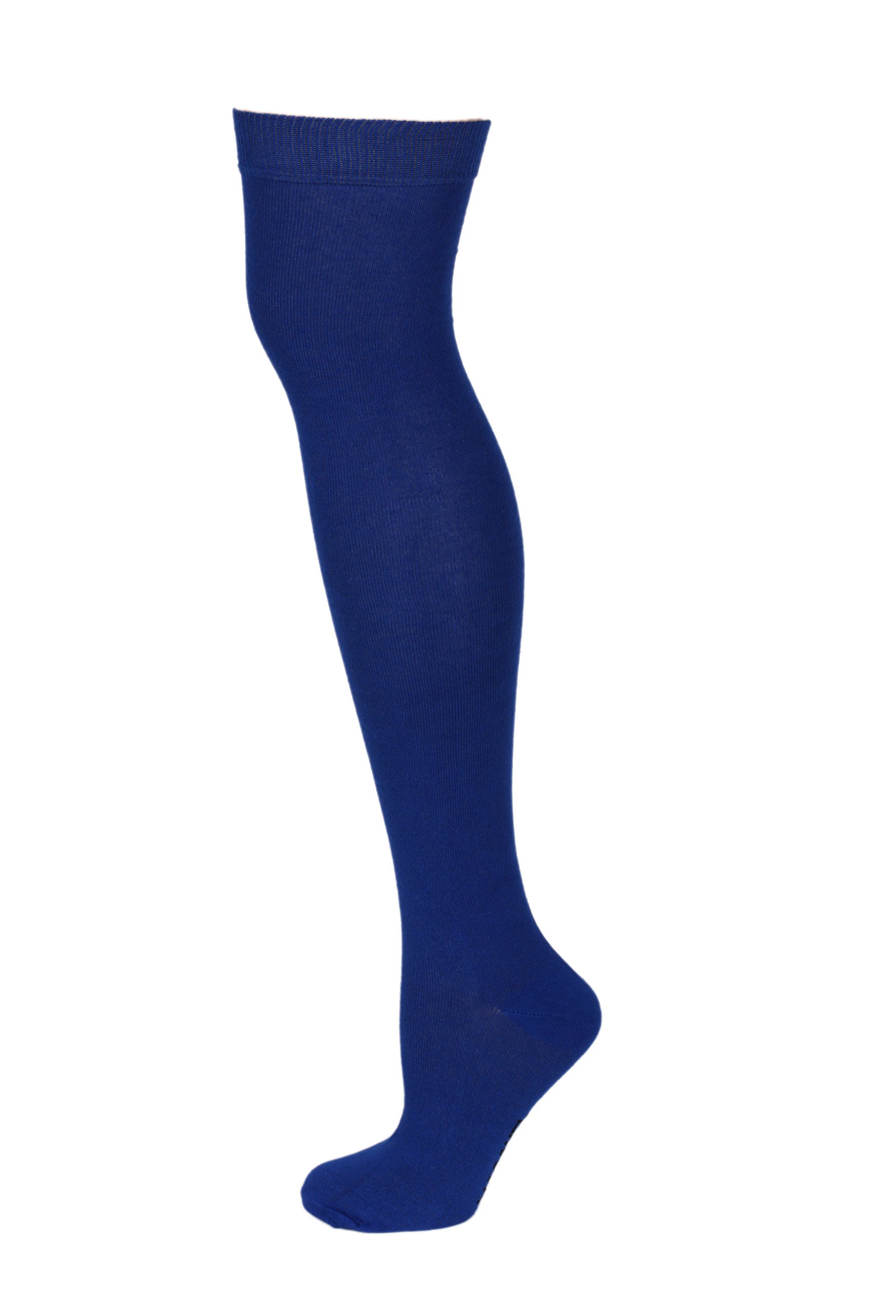 M MACAHEL Ladies Womens Thigh High Plain Socks Over The Knee Daily Fun (Royal Blue)