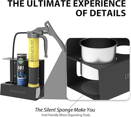 Miniatura 6 de UNITEDPOWER Soporte para pistola de grasa, estante de almacenamiento de pistola de grasa de montaje en pared, organizador para taller, tienda,