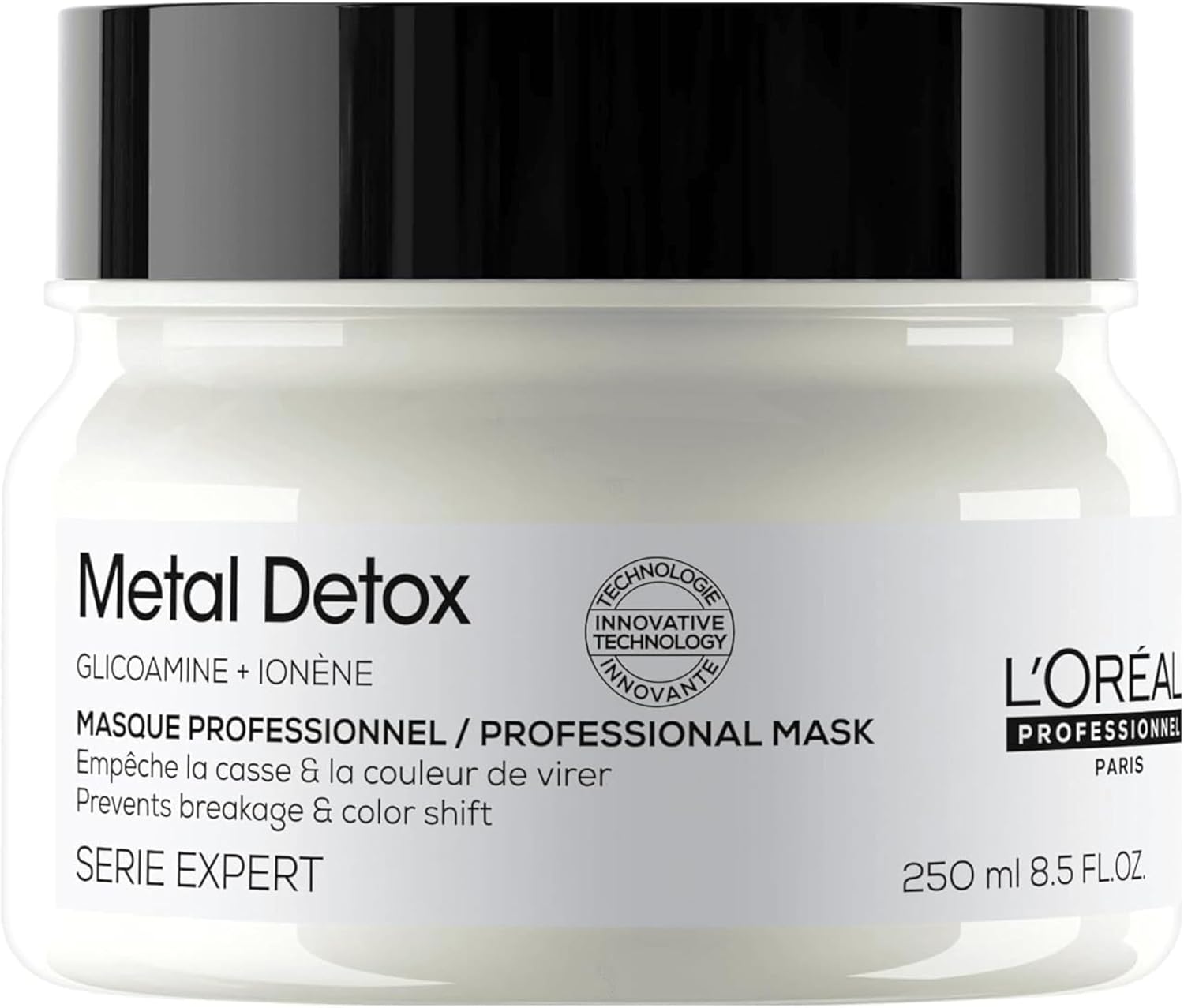 L’Oréal Professionnel Máscara Metal Detox, para maciez, brilho & sedosidade, maior durabilidade da cor, para cabelos coloridos e danificados, 250ml