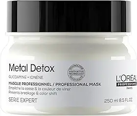 L'Oréal Professionnel Máscara Metal Detox, para maciez, brilho & sedosidade, maior durabilidade da cor, para cabelos coloridos e danificados, 250ml