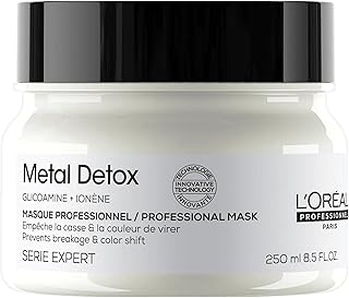L'Oréal Professionnel Máscara Metal Detox, para maciez, brilho & sedosidade, maior durabilidade da cor, para cabelos coloridos e danificados, 250ml