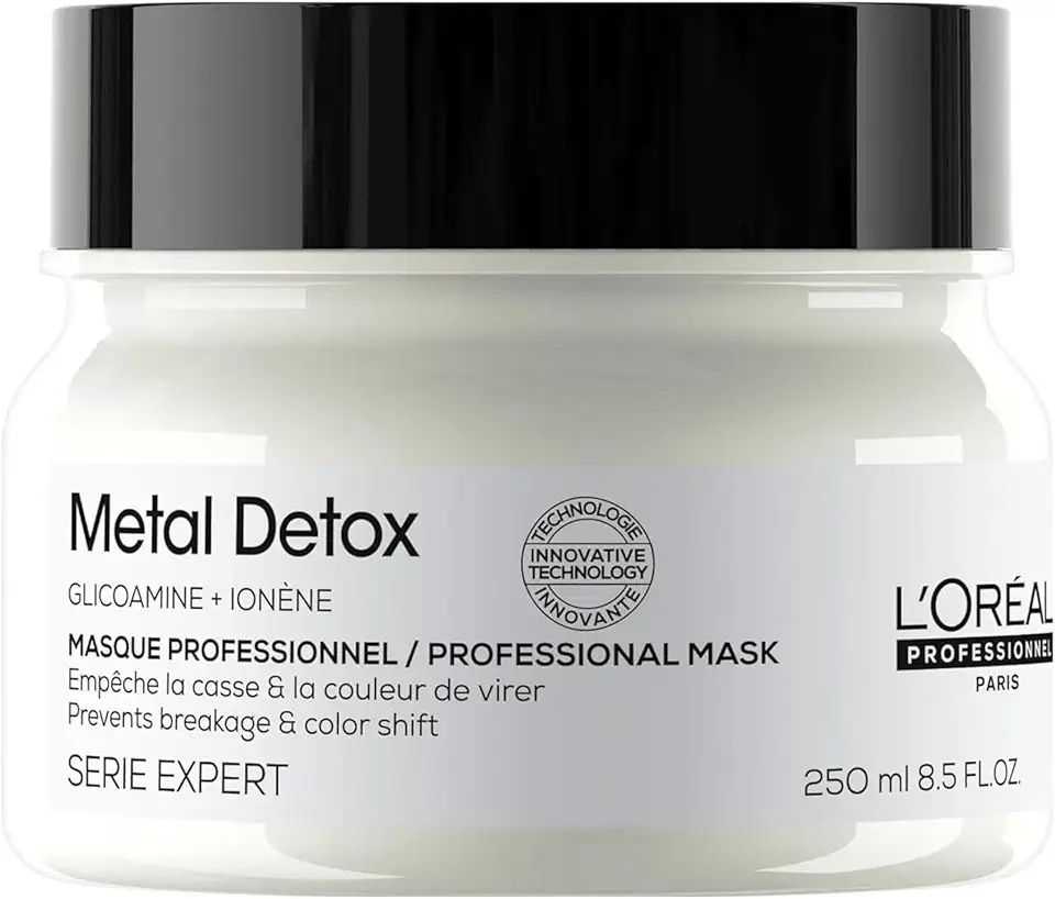 L'Oréal Professionnel Máscara Metal Detox, para maciez, brilho & sedosidade, maior durabilidade da cor, para cabelos coloridos e danificados, 250ml