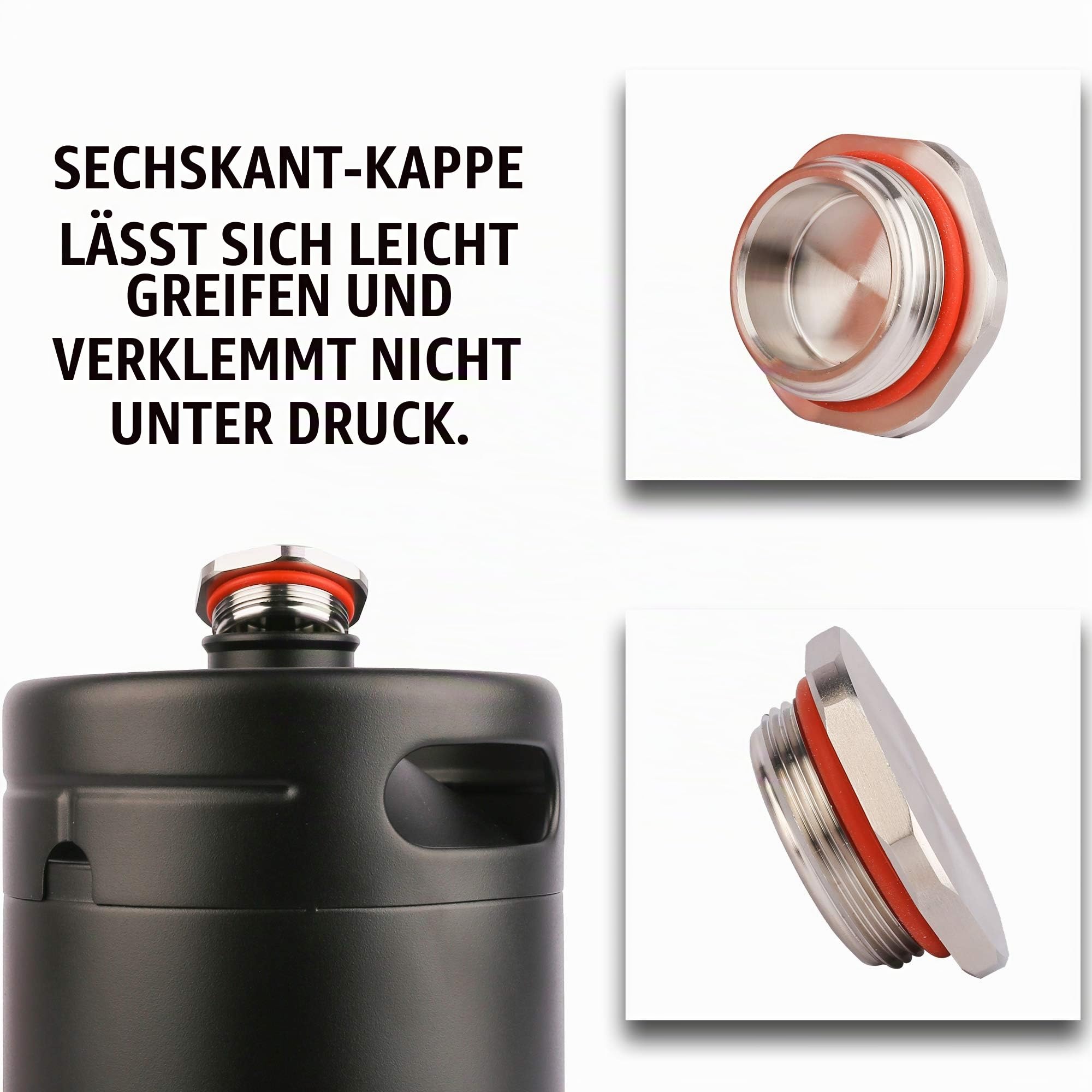 TMCRAFT 4 Liter Mini Edelstahl Bierfass mit Bierspender Set, tragbares Growler Keg mit Fassbierhahn unter Selbstregelungssystem und co2-Regler hält Getränk frisch und kohlensäurehaltig