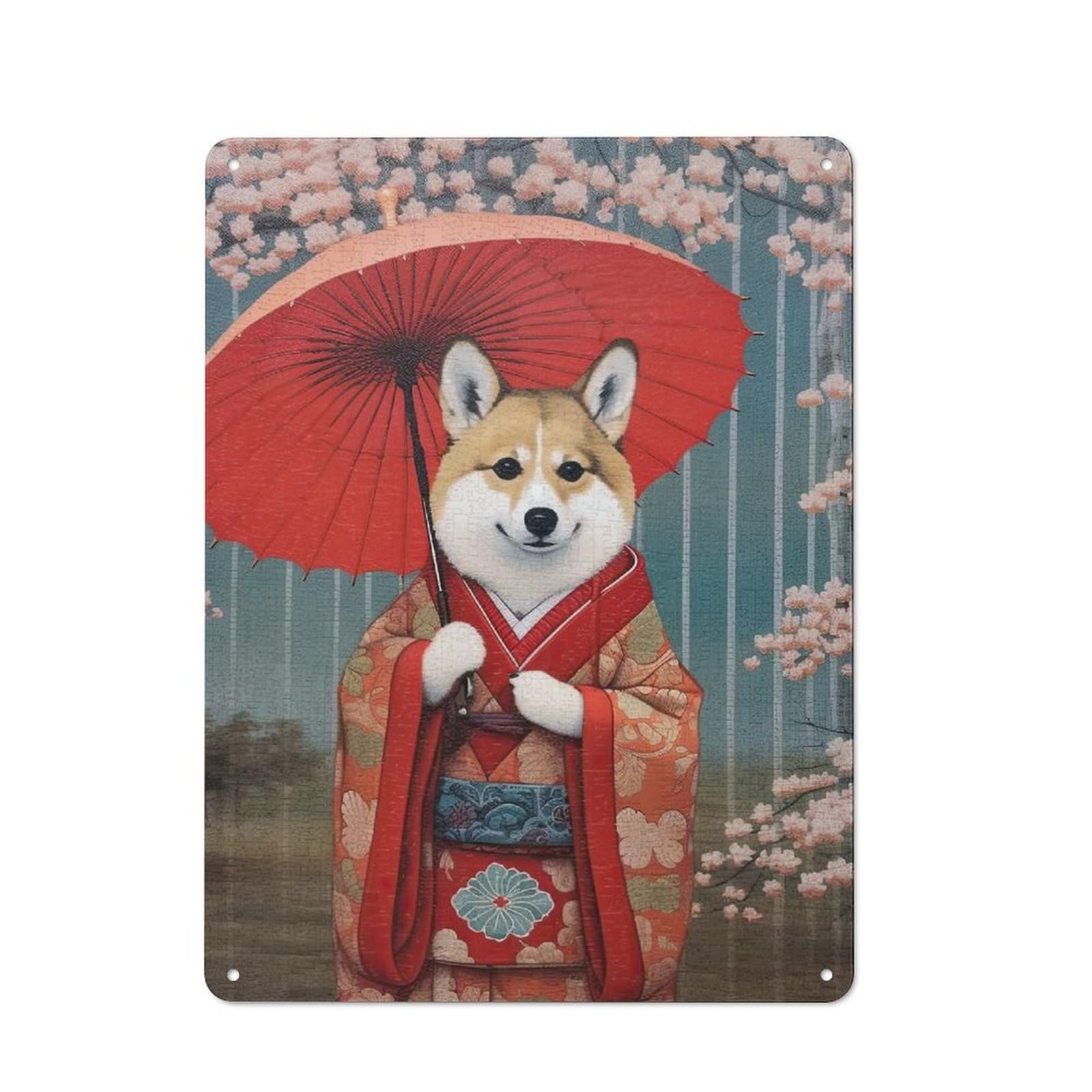 Junmoney Style-4 For Garden Room Or Summerhouse, Corgi Geisha Retro Tin Sign 40X30cm, For Garage, Workshop And Man Cave Decoration