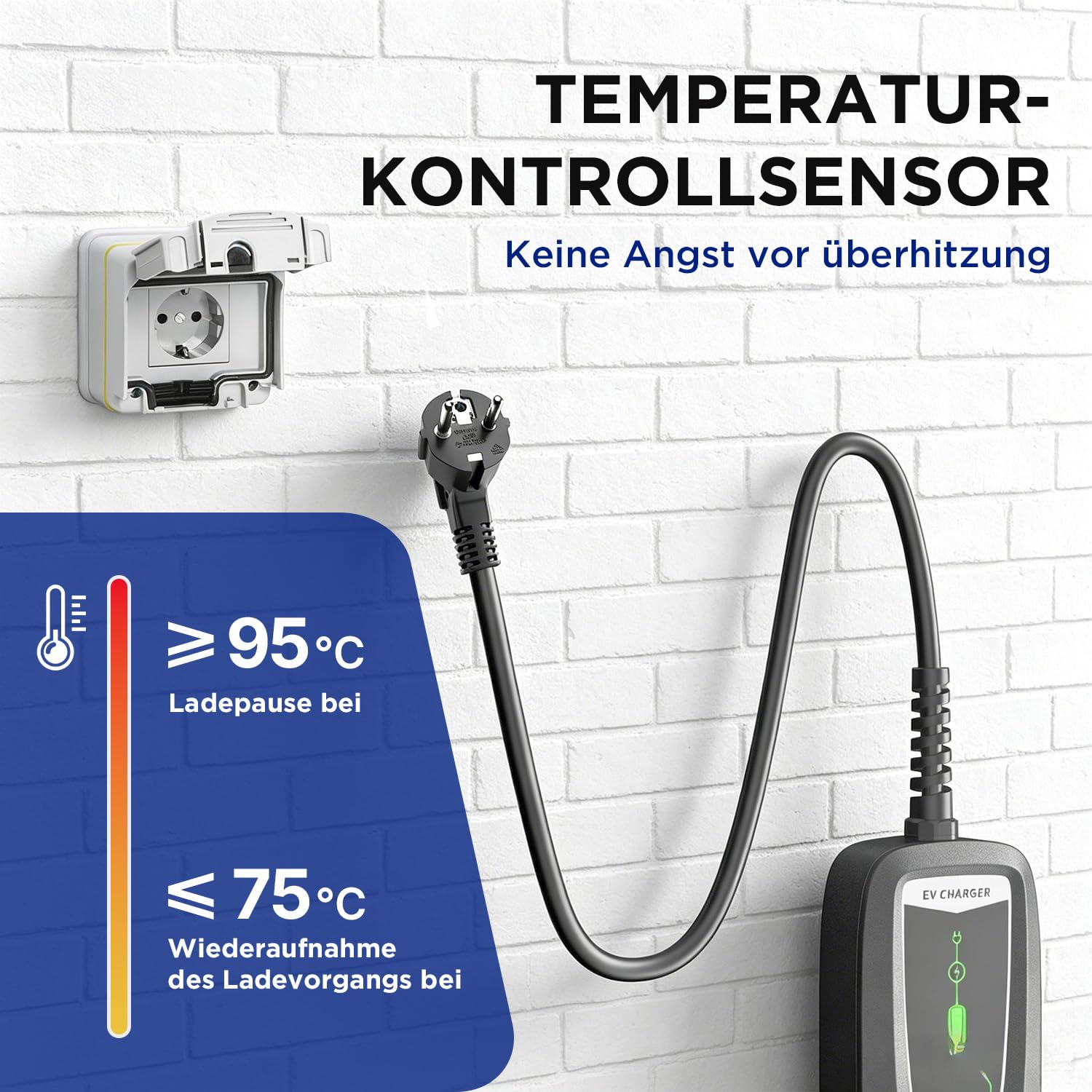 Cavo di Ricarica Portatile Tipo 2 con Spina Schuko, [ 3,68kW | 10A | 13A | 16A | 6M ] Caricatore Auto Elettrica, Wallbox Mobile Impermeabile IP66 con Model Y/3, 500e, e-208 e Altri EV/PHEV