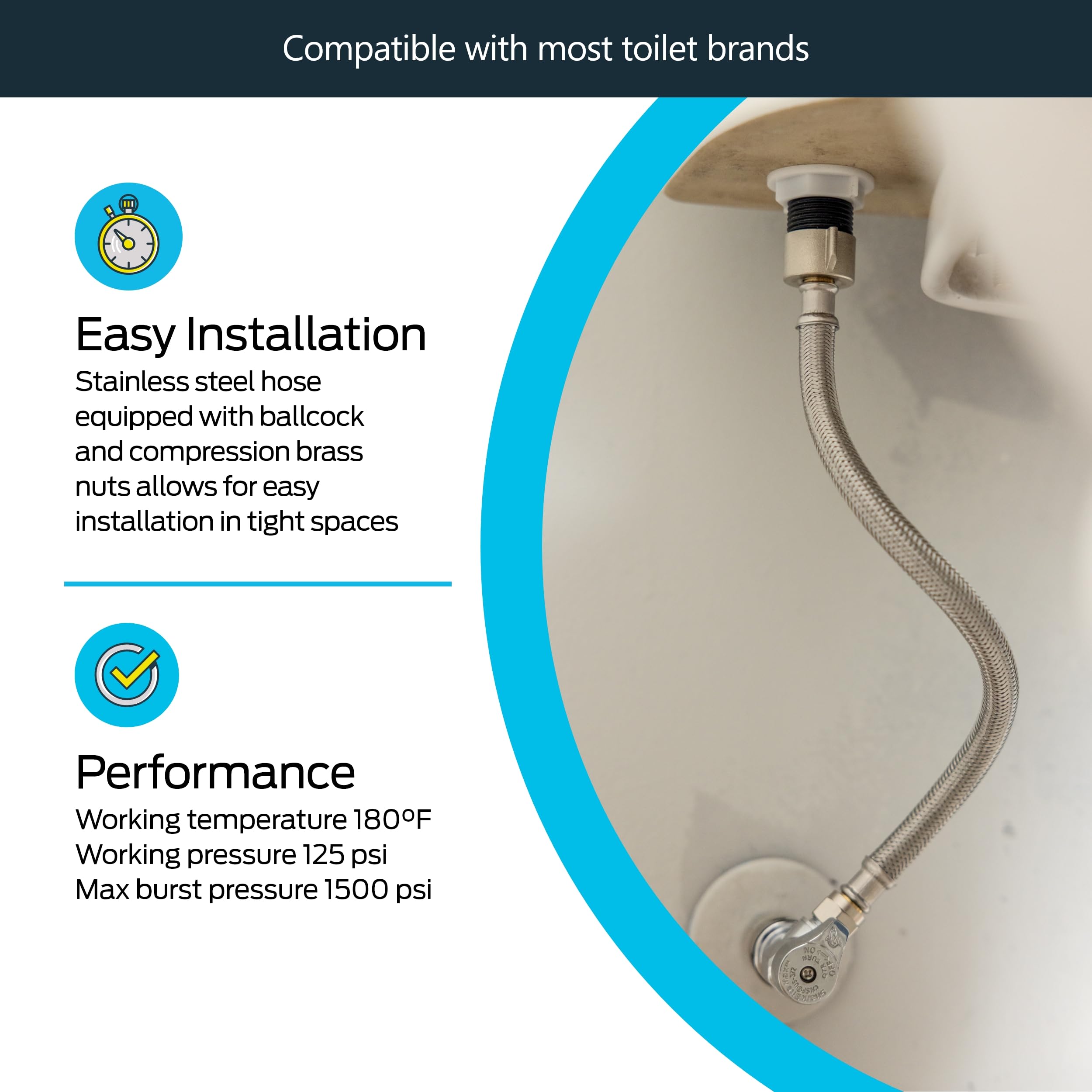 Cocoa　0714 Eastman 12 Inch Steel-Flex Braided Toilet Connector, 7/8