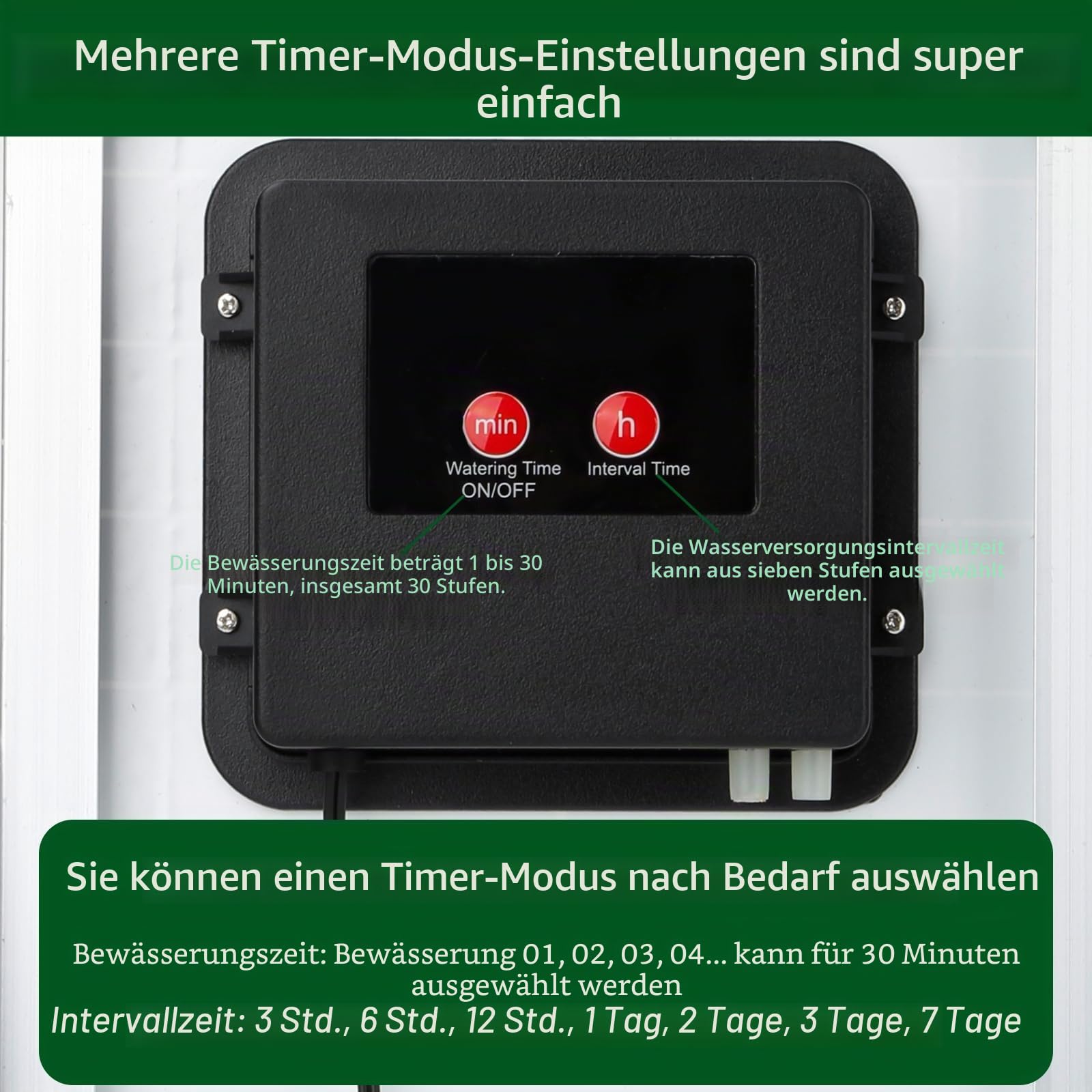 Garten Drip Bewässerung System Solar Powered,5W automatische Solar Drip Bewässerung Kit Bewässerung System, Anti-Siphon Design für Topfpflanzen Gewächshaus,Timing Modes Bewässerung Geräte