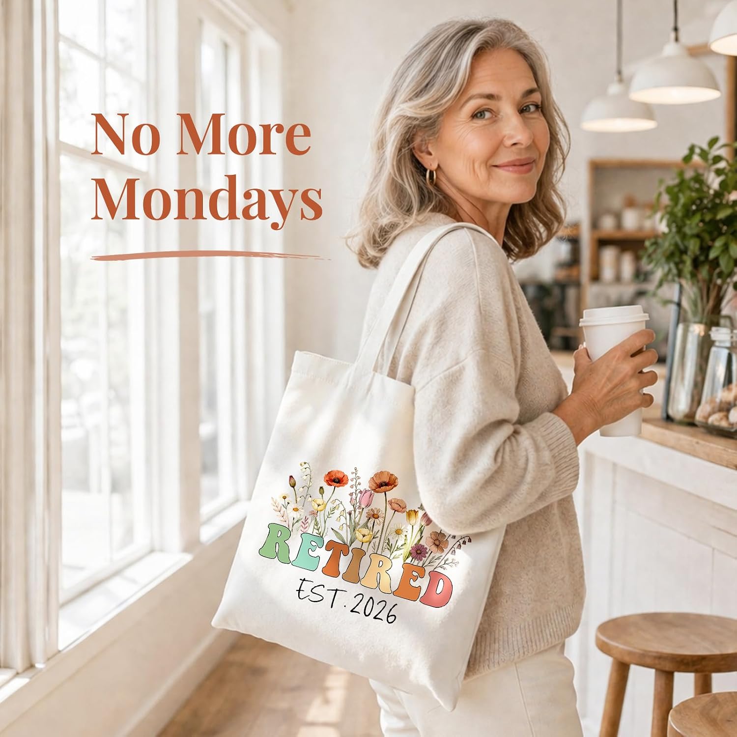 Fyore Themed Canvas Tote Bag, Retirement Grandma Auntie Teacher Gift Bag for Women, 12oz Cotton Reusable Shoulder Tote