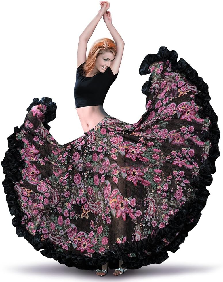 ROYAL SMEELA Chiffon Belly Dance Skirt for Women Belly Dancing Costume ATS Tribal Maxi Full Flamenco Skirts Bohemian Voile