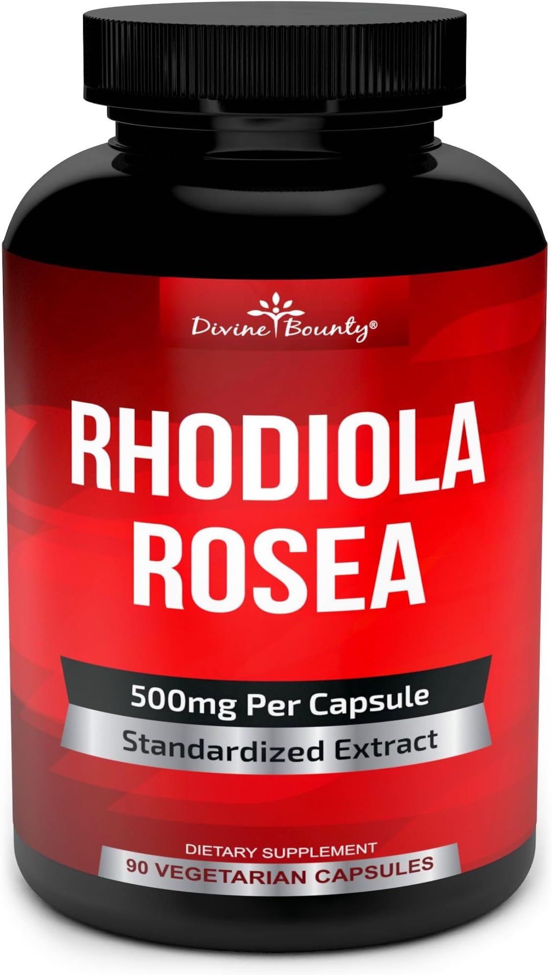 Divine Bounty Siberian Rhodiola Rosea Supplement - 500mg Rhodiola Extract 3% Rosavins and 1% Salidroside - 90 Vegetarian Capsules