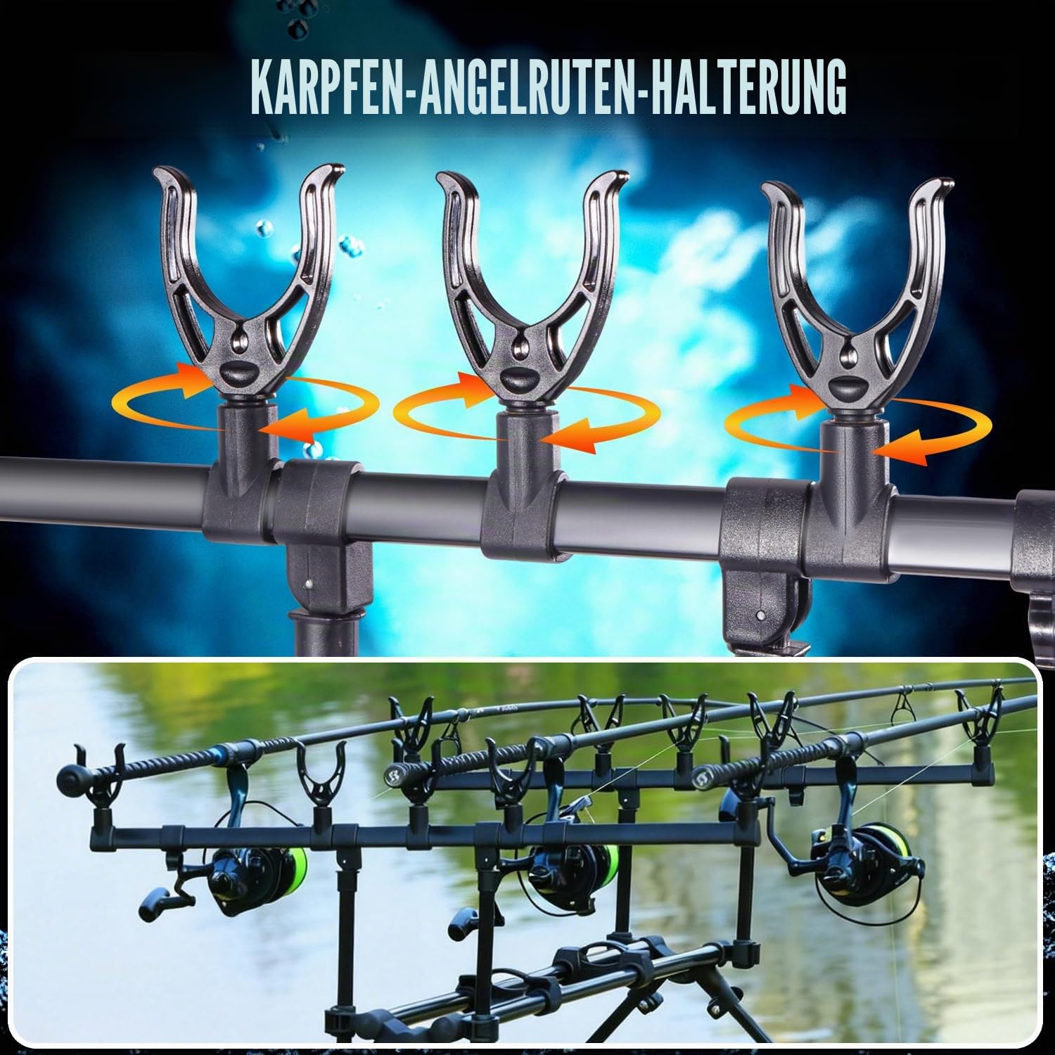 Yun Nong Angelrutenhalter für Karpfenangeln, voll verstellbar, Vollaluminium-Konstruktion, stabiler Rutenständer für Karpfenangeln